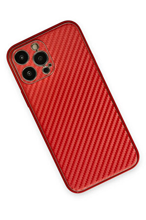 iPhone 13 Pro Max Kılıf Coco Karbon Silikon - Kırmızı