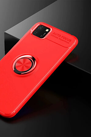 Huawei Y5P Kılıf Range Yüzüklü Silikon - Kırmızı