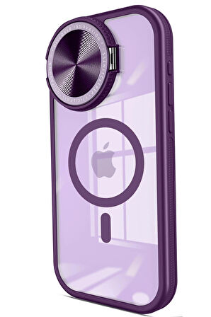 iPhone 15 Pro Max Kılıf Teleskop Lens Magsafe Silikon Kapak - Derin Mor