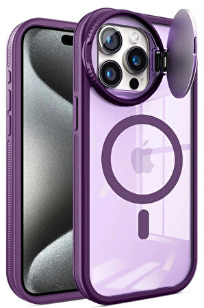 iPhone 15 Pro Max Kılıf Teleskop Lens Magsafe Silikon Kapak - Derin Mor