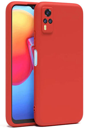 Vivo Y53S Kılıf Nano içi Kadife Silikon - Kırmızı