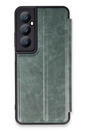 Realme C65 Kılıf Flip Cover - Koyu Yeşil