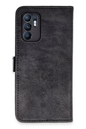 Oppo Reno 6 Kılıf Trend S Plus Kapaklı Kılıf - Siyah