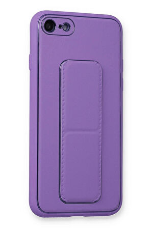 iPhone 7 Kılıf Coco Deri Standlı Kapak - Koyu Lila