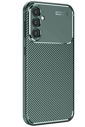 Samsung Galaxy S25 Kılıf Auto Focus Karbon Kapak - Koyu Yeşil