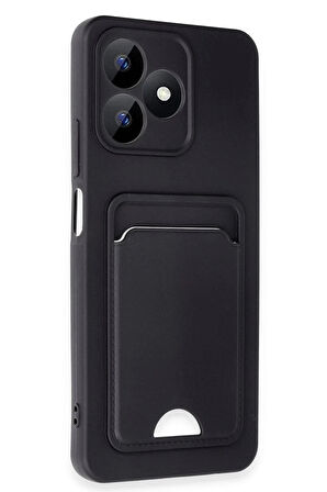 Realme Note 50 4G Kılıf Kelvin Kartvizitli Silikon - Siyah