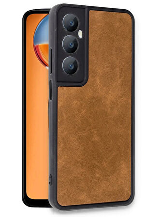Realme C65 Kılıf Aras Deri Kapak - Taba