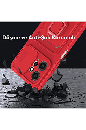 Xiaomi Redmi Note 12 4G Kılıf Zuma Kartvizitli Yüzüklü Silikon - Kırmızı