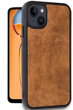 iPhone 15 Kılıf Aras Deri Kapak - Taba