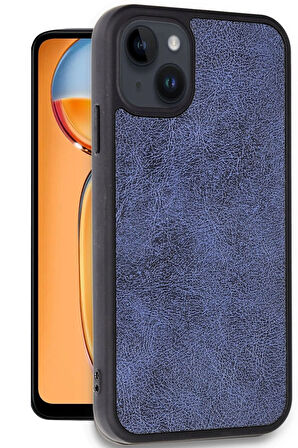 iPhone 15 Kılıf Aras Deri Kapak - Lacivert