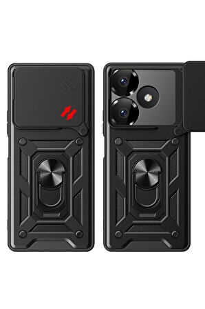 Xiaomi Redmi 13 4G Kılıf Pars Lens Yüzüklü Silikon - Yeşil