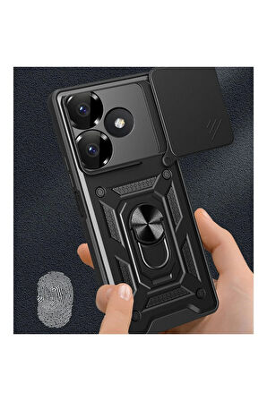 Xiaomi Redmi 13 4G Kılıf Pars Lens Yüzüklü Silikon - Yeşil