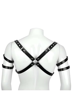 Omuz Ve Kol Detaylı Şık Deri Erkek  Harness, Erkek  Club Giyim - Brfm164