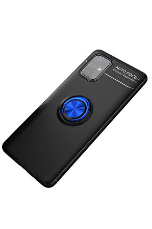 Samsung Galaxy M31S Kılıf Range Yüzüklü Silikon - Siyah-Mavi