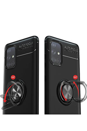 Samsung Galaxy M31S Kılıf Range Yüzüklü Silikon - Siyah-Mavi