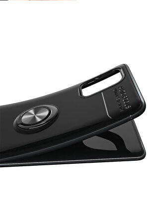 Samsung Galaxy M31S Kılıf Range Yüzüklü Silikon - Siyah-Mavi