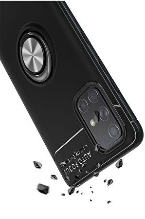 Samsung Galaxy M31S Kılıf Range Yüzüklü Silikon - Siyah-Mavi