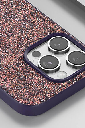 Onegif iPhone 16 Pro Bright Simli Kapak - Çöl Titanyum