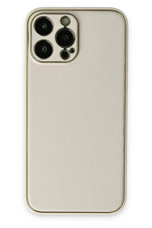 iPhone 13 Pro Kılıf Coco Deri Silikon Kapak - Beyaz