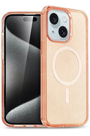 iPhone 15 Kılıf Glow Magsafe Kapak - Turuncu