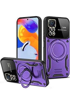 Xiaomi Redmi Note 12 Pro 4G Kılıf Joy Lens Standlı Kapak - Mor