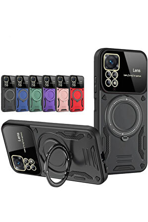 Xiaomi Redmi Note 12 Pro 4G Kılıf Joy Lens Standlı Kapak - Mor