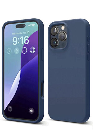 iPhone 16 Pro Kılıf Nano içi Kadife Silikon - Lacivert