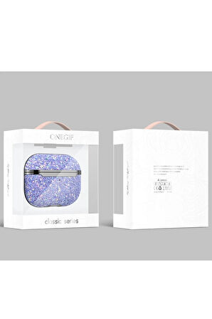 Onegif Airpods 2 (2.nesil) Bright Simli Airpods Kapak - Derin Mor