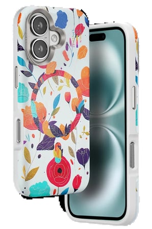 Onegif iPhone 16 Flower Series Magsafe Kapak - Beyaz