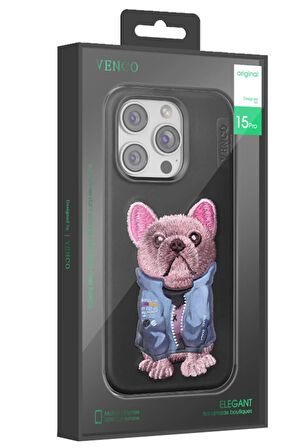 Venco iPhone 16 Cute Desenli Kapak - Siyah