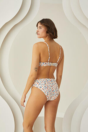 Puantiyeli Şık Desenli Kaplı Bikini Takımı