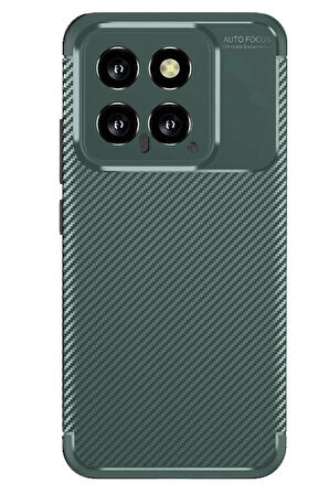 Xiaomi Mi 14T Kılıf Auto Focus Karbon Kapak - Koyu Yeşil