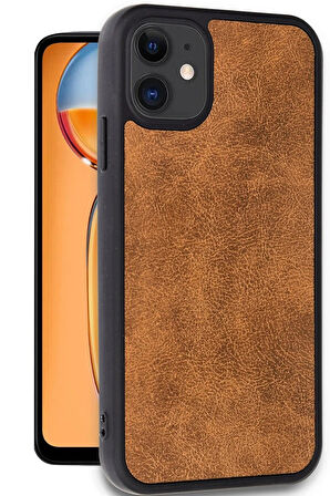 iPhone 11 Kılıf Aras Deri Kapak - Taba