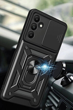 Samsung Galaxy M15 Kılıf Pars Lens Yüzüklü Silikon - Lacivert