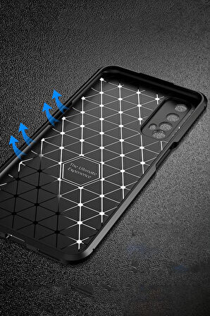 Realme 7 Kılıf Auto Focus Karbon Kapak - Siyah
