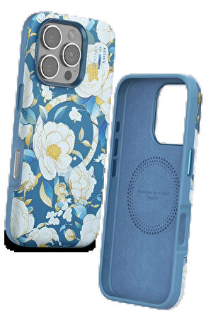 Onegif iPhone 16 Pro Max Flower Series Magsafe Kapak - Mavi