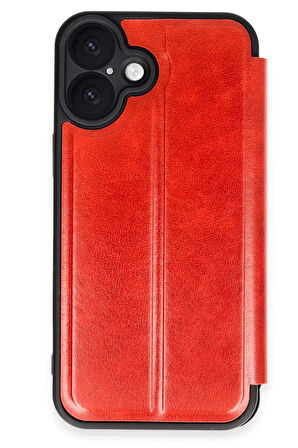 iPhone 16 Kılıf Flip Cover - Kırmızı