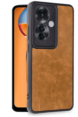 Oppo Reno 11F Kılıf Aras Deri Kapak - Taba