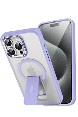 iPhone 15 Pro Tork Magsafe Standlı Kapak - Lila