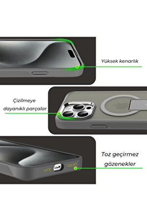 iPhone 15 Pro Tork Magsafe Standlı Kapak - Lila