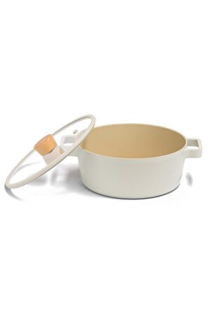 Fika Cam Kapaklı Alüminyum Döküm Tencere 22 Cm X 9 Cm