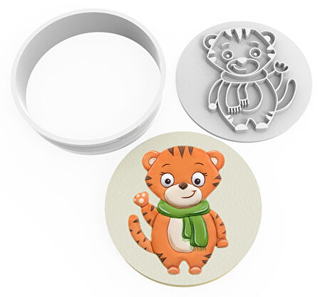 Kurabiye Kesici ve Damga Set - Atkılı Kedi