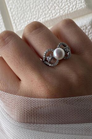 Birinci1926 925 Ayar Gümüş Kadın Çiçek Taşlı İncili Set