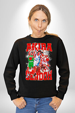Basketbol Akira Sendoh Anime Slam Dunk Karakter Kadın Erkek Siyah Sweatshirt 