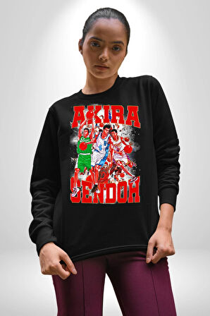 Basketbol Akira Sendoh Anime Slam Dunk Karakter Kadın Erkek Siyah Sweatshirt 