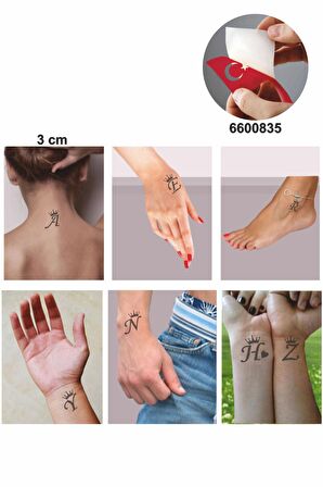 Taçlı Harfler Hint Kınası ile Geçici Dövme Yapma Seti