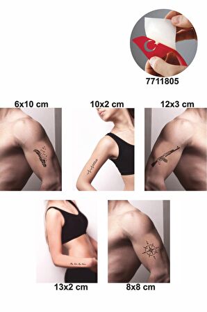 Şanslı Dövmeler 5 Adet  Geçici Dövme Kına Şablonu