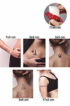 Süslü Çam Ağacı 5 Adet  Geçici Dövme Kına Şablonu