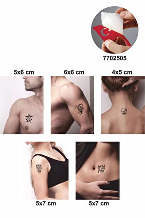 İskeletler 5 Adet  Geçici Dövme Kına Şablonu