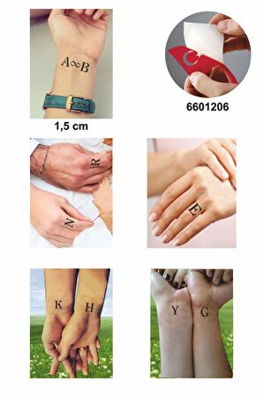 Düz Font Kare Harf Geçici Dövme Şablonu